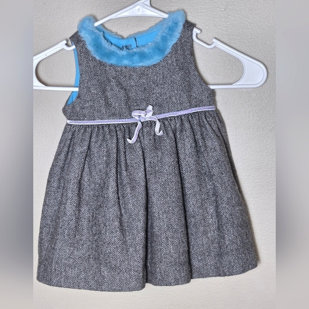 Girl's Infant Baby Gap Wool Blend Faux Fur Lined Dress, Size 6-12‎ Months